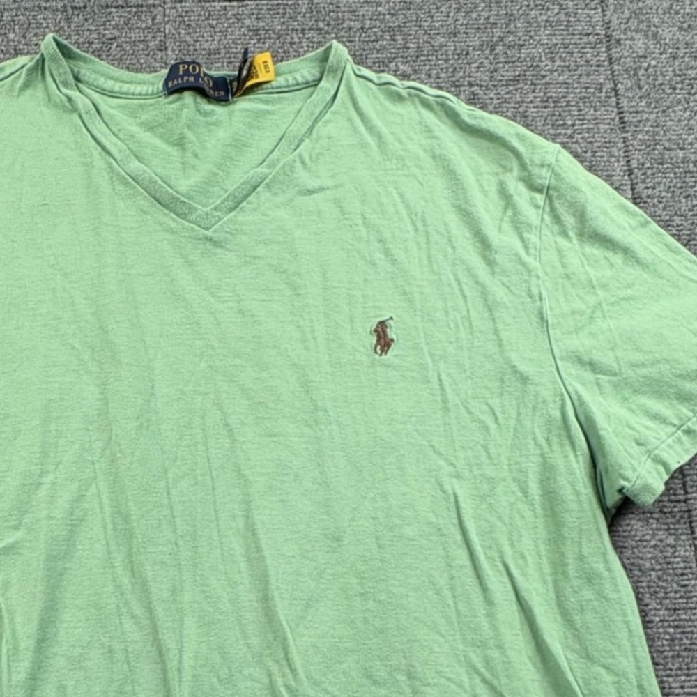 Polo Ralph Lauren Mens XL Green V-Neck Short Sleeve Cotton Pony Logo T-Shirt